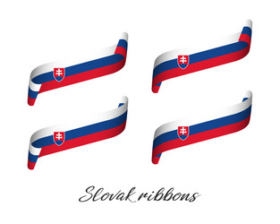 set of four modern colored slovak ribbons vector