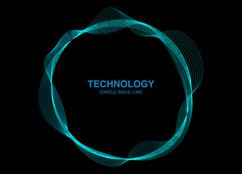 technology circle frame with wave line pattern vector image