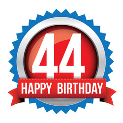 forty four years happy birthday badge ribbon Vector Image