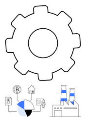 gear with factory financial data blockchain vector image