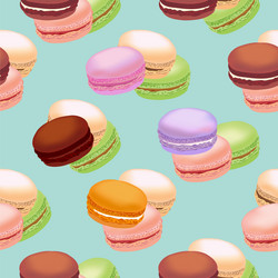 seamless pattern with colorful macaroon cookies vector image