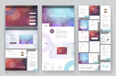 website template design with interface elements vector image