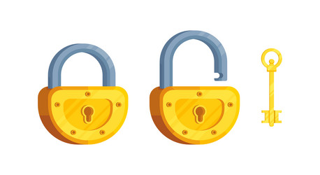 a key with open and closed semi-circular lock vector image