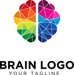 Creative poly color brain logo design template vector