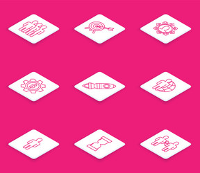 set line users group target with arrow project vector image