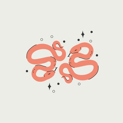 two abstract rattle snakes boho mystical concept vector image