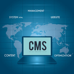 Cms design over blue background vector