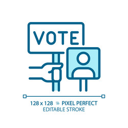 Editable pixel perfect blue hand voting icon Vector Image