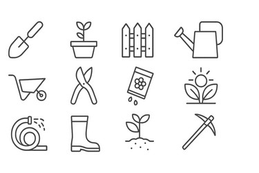 tools and symbols for gardening plant care Vector Image