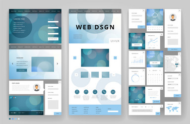 website template design with interface elements vector