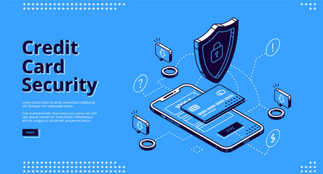 credit card security isometric landing web banner vector