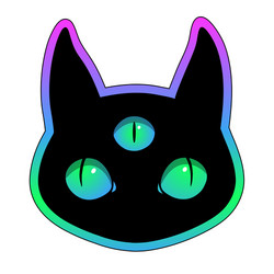 Fantasy Black Cat - Three Eyes Vector Image
