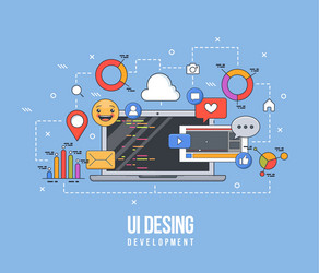 flat for ui-ux design web vector image