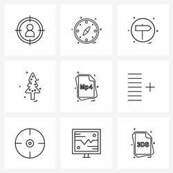 Set 9 simple line icons for web and print vector