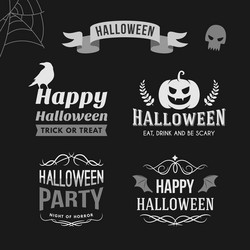 Set of retro vintage halloween badges black vector