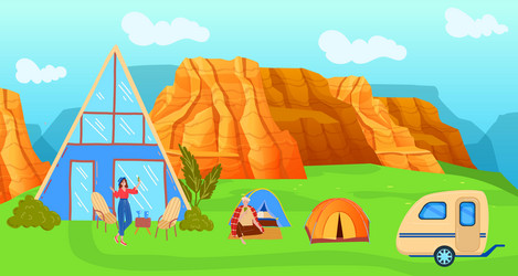 summer camp for family man vector