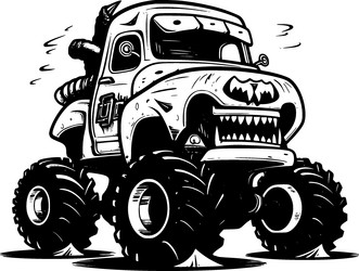 monster truck - black and white vector