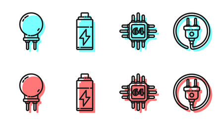 set line processor with microcircuits cpu light vector image