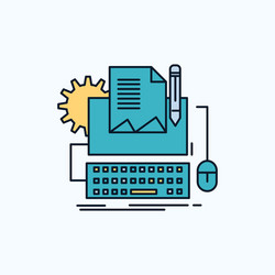 type writer paper computer keyboard flat vector image