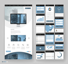 Website template design with interface elements vector