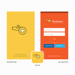 Company whistle splash screen and login page vector