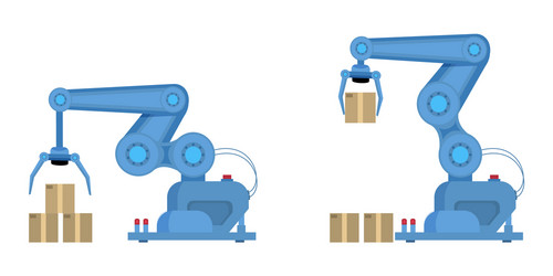 Industrial robot arm flat vector