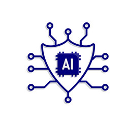 automation icon security system shield with ai vector image