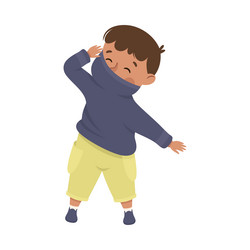 little boy changing his clothes putting on sweater vector