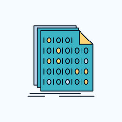 binary code coding data document flat icon green vector image