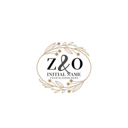 minimalist floral initial logo zo branding Vector Image