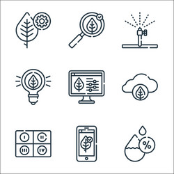 Smart farm line icons linear set quality vector