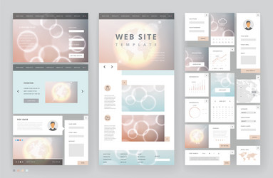 website template design with interface elements vector