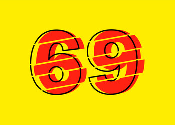 glitch modern red 69 number design numeral vector image