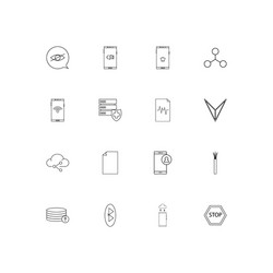 network and database linear thin icons set vector image