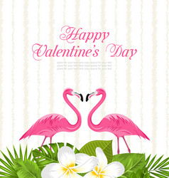Pink Flamingo Valentine Card Vector Image
