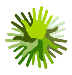 green hand print icon vector