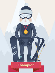 senior man winter sports champion concept vector