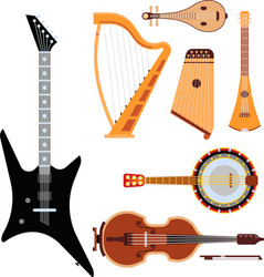 set of stringed musical instruments classical vector