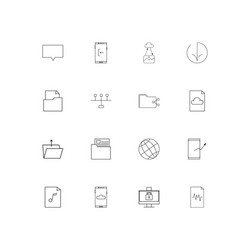 Network and database linear thin icons set vector