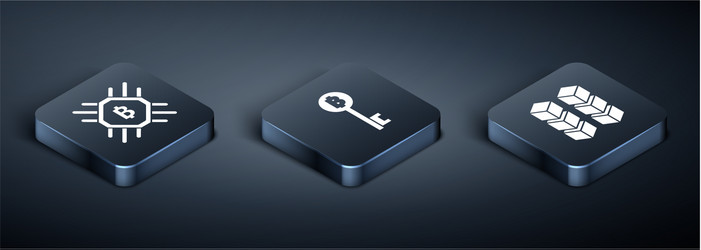 set isometric cpu mining farm blockchain vector