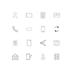 network and database linear thin icons set vector image