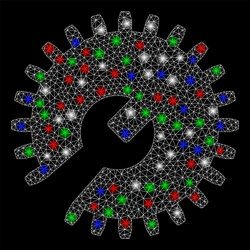 Bright mesh network gear tools with light spots vector