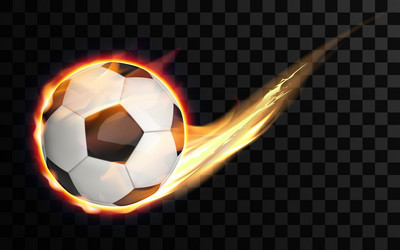 flying soccer ball burning with fire football Vector Image