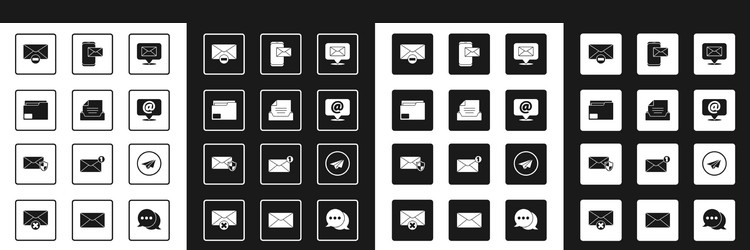 Set speech bubble with envelope drawer document vector
