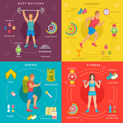 Sport and fitness infographic banners vector