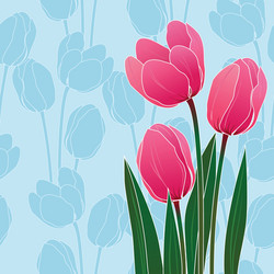 Abstract floral with tulips on blue background vector