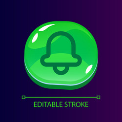 Bell glossy ui button with linear icon vector