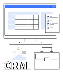 crm dashboard with data table task checklist vector image