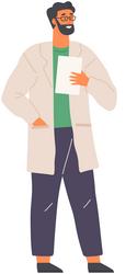 Medical worker assistant or researcher holding vector