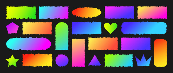 set of gradient jagged rectangle torn paper sheet vector image